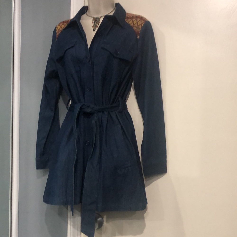 Flying Tomato Denim Aztec Shirtdress with Belt - Picture 8 of 15